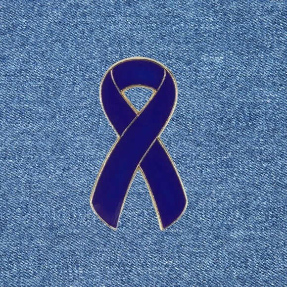 Dark‎ Blue Awareness Ribbon Pin Enamel 1Inch Jacket Backpack - Picture 1 of 4